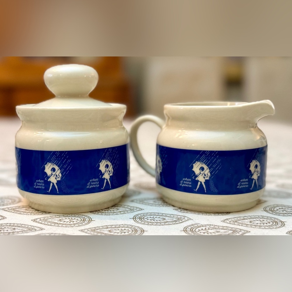 Vintage Morton Salt Creamer and Sugar Bowl Set, 3” x 3” (each) - MINT condition